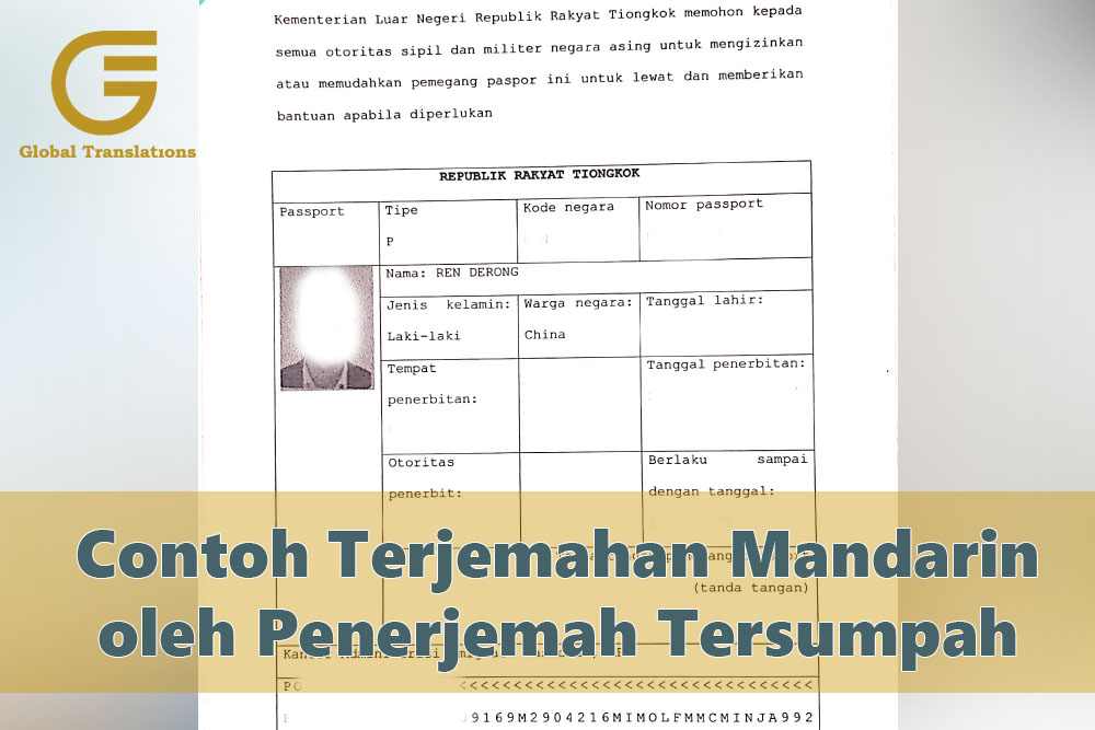 Contoh Terjemahan Mandarin oleh Penerjemah Tersumpah